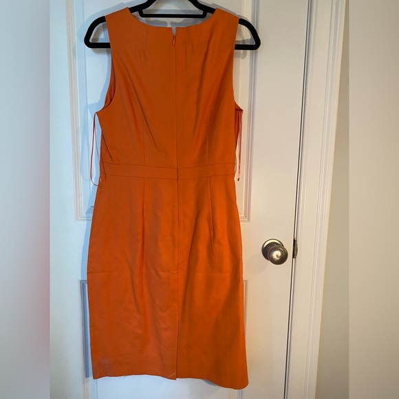 J. Crew sleeveless suiting dress, size 10. Color is a tangerine/orange - Picture 2 of 4